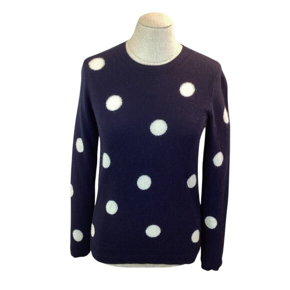 Boden Womens Cashmere Polka Dot Sweater Small Navy/White - Picture 3 of 9